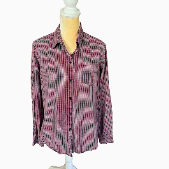 Trovata Robin Red Plaid Button Up Shirt Top Size Medium - Picture 1 of 10